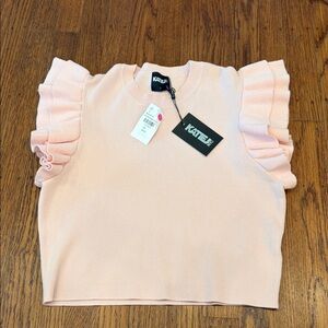 NWT Katie J NYC Girls Isla Sweater Top Light Pink Short Sleeve Large (12)